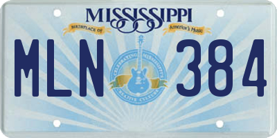 MS license plate MLN384