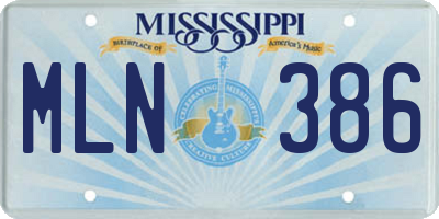 MS license plate MLN386