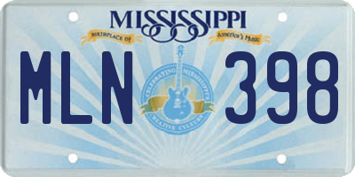 MS license plate MLN398