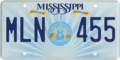 MS license plate MLN455