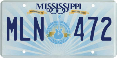 MS license plate MLN472