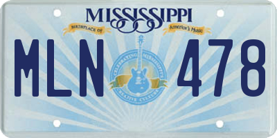 MS license plate MLN478