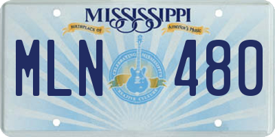 MS license plate MLN480