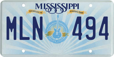 MS license plate MLN494