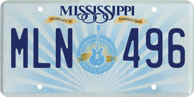 MS license plate MLN496