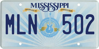 MS license plate MLN502