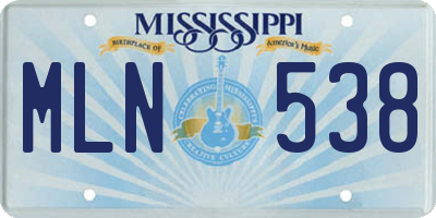 MS license plate MLN538