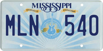 MS license plate MLN540
