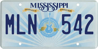 MS license plate MLN542