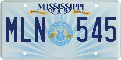 MS license plate MLN545