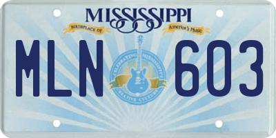 MS license plate MLN603