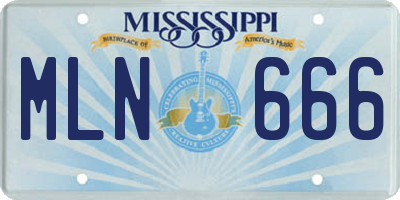 MS license plate MLN666
