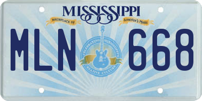 MS license plate MLN668