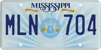 MS license plate MLN704