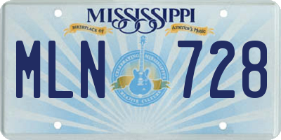 MS license plate MLN728