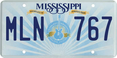 MS license plate MLN767