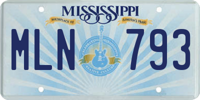 MS license plate MLN793