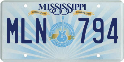 MS license plate MLN794