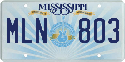 MS license plate MLN803