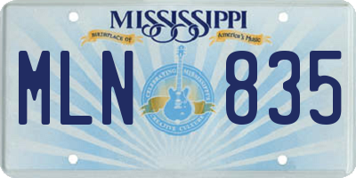 MS license plate MLN835