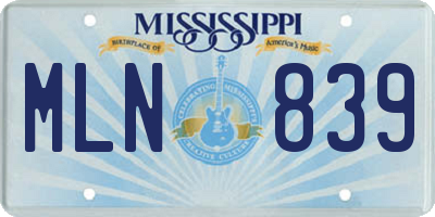 MS license plate MLN839