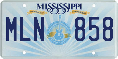 MS license plate MLN858