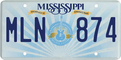 MS license plate MLN874