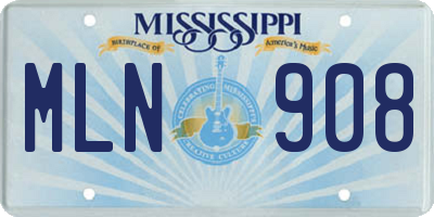 MS license plate MLN908