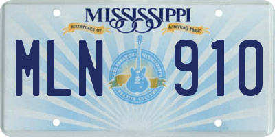 MS license plate MLN910