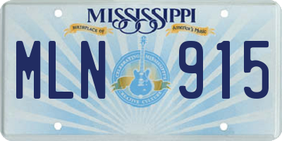 MS license plate MLN915