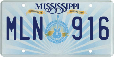 MS license plate MLN916