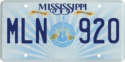 MS license plate MLN920