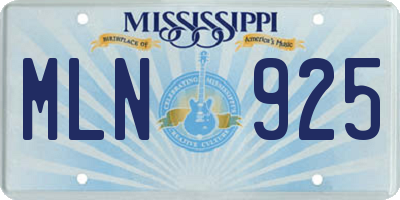 MS license plate MLN925