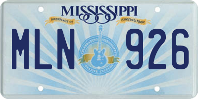 MS license plate MLN926