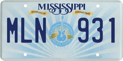 MS license plate MLN931