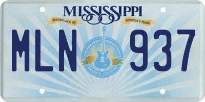 MS license plate MLN937