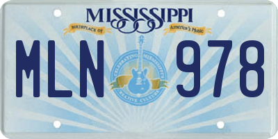 MS license plate MLN978