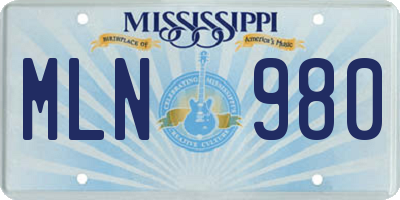 MS license plate MLN980