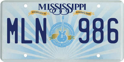 MS license plate MLN986