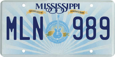 MS license plate MLN989