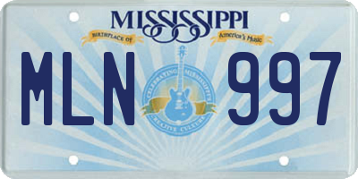 MS license plate MLN997
