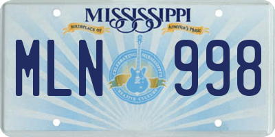 MS license plate MLN998