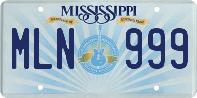 MS license plate MLN999