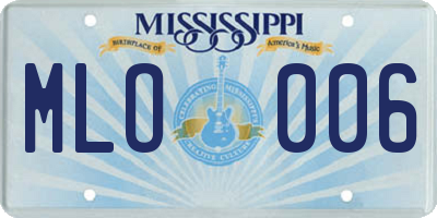 MS license plate MLO006