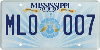MS license plate MLO007