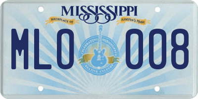 MS license plate MLO008