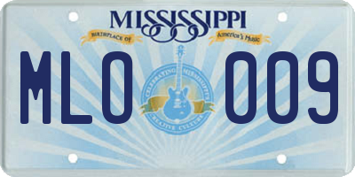 MS license plate MLO009