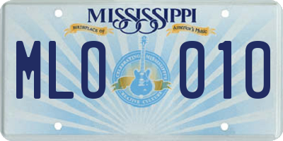 MS license plate MLO010