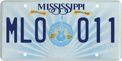 MS license plate MLO011