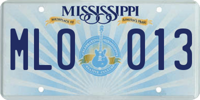 MS license plate MLO013
